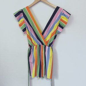 Fashion Go Rainbow Striped Romper Size S NWT